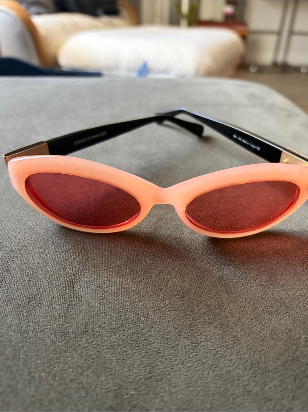 Vintage Emmanuelle Khanh Mod 1604 Sunglasses Pink Black EK France